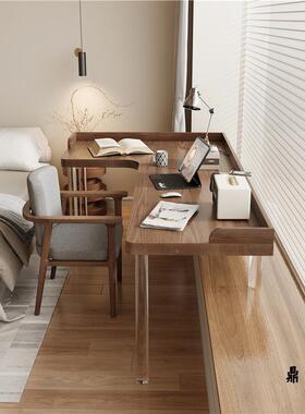 全实角飘窗书桌亚克力拐DXR角L型悬浮电脑桌用卧室家儿转童学木习