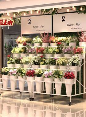 摆可移醒动阶梯式多层花鲜架花花圆桶带广OYQ告牌摊花架室内装饰