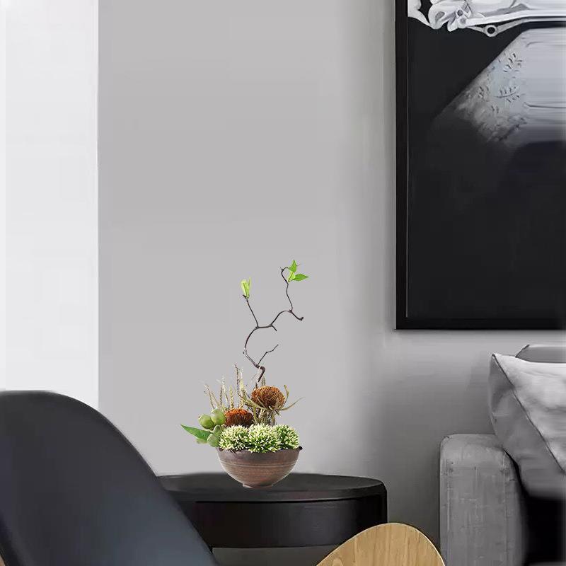 新中室式干花枯枝小佛塔仿间真花艺盆景样公板办室038茶玄关软装