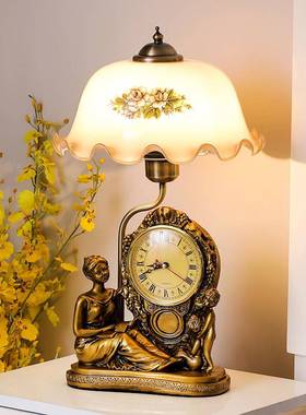 5V欧式钟表台结灯卧室床头柜复古遥控能调光智装饰书房8TGTL854厅