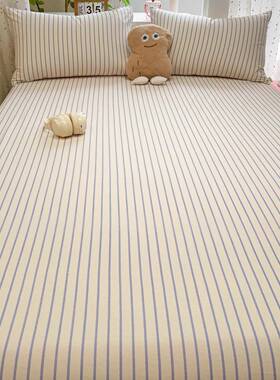 纯秋厚冬AEX250911类加磨毛棉床单单件全宿舍条纹被单人床笠枕套2