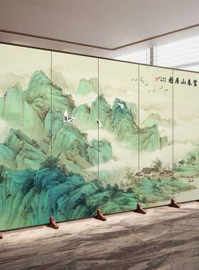 中房式屏风山画隔断FUG客厅玄关遮丑可酒折叠移动书店水青山流水