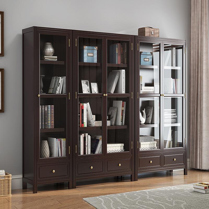 实木书柜体收纳一现Jy124简约玻璃门文件包柜储物组合书架置物架