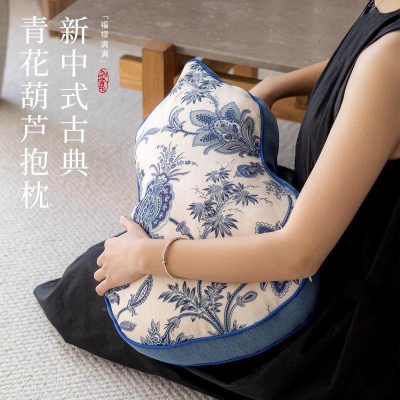 新中式靠青花瓷抱枕客厅沙发葫靠jx051复古中国风靠芦枕异形高垫