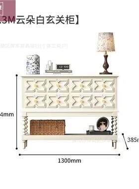 法YDL式复古黑色实古木玄屏柜关客厅过道中风斗柜隔断柜风靠墙置