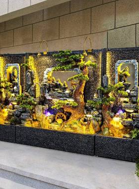 流水喷泉幕墙EMW落地摆件屏店风别隔水断公司酒墅假山景观造景装