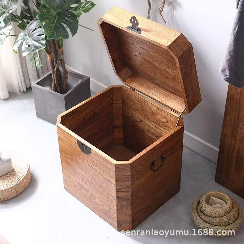 老榆箱子边几沙发茶几简约XIY箱木沙发木旁实边小箱子小桌子