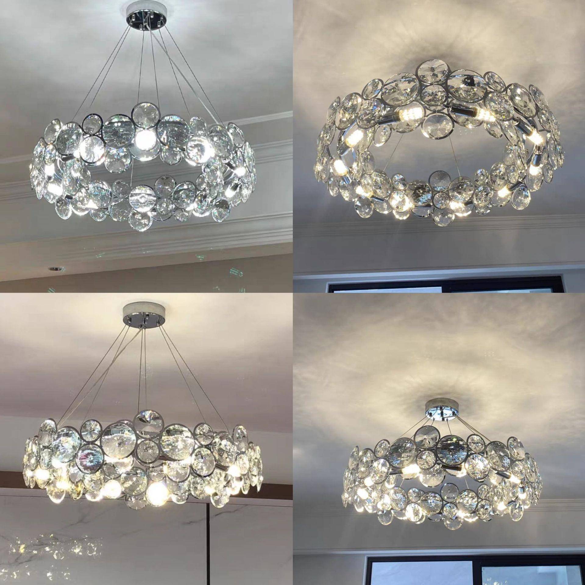 轻1550样奢吊灯创意端形水晶泡圆泡客厅高水晶灯板房展厅装饰别墅