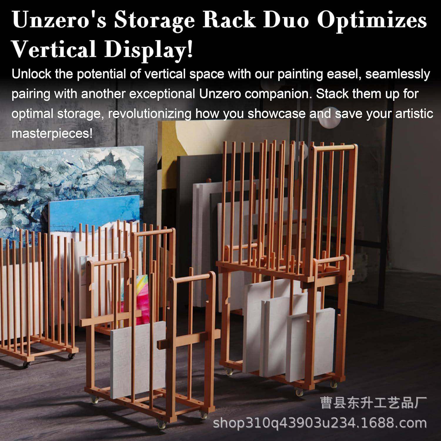 实木纳油画收纳艺术品储架木制物带脚架轮帆布架油画作品收晾干架