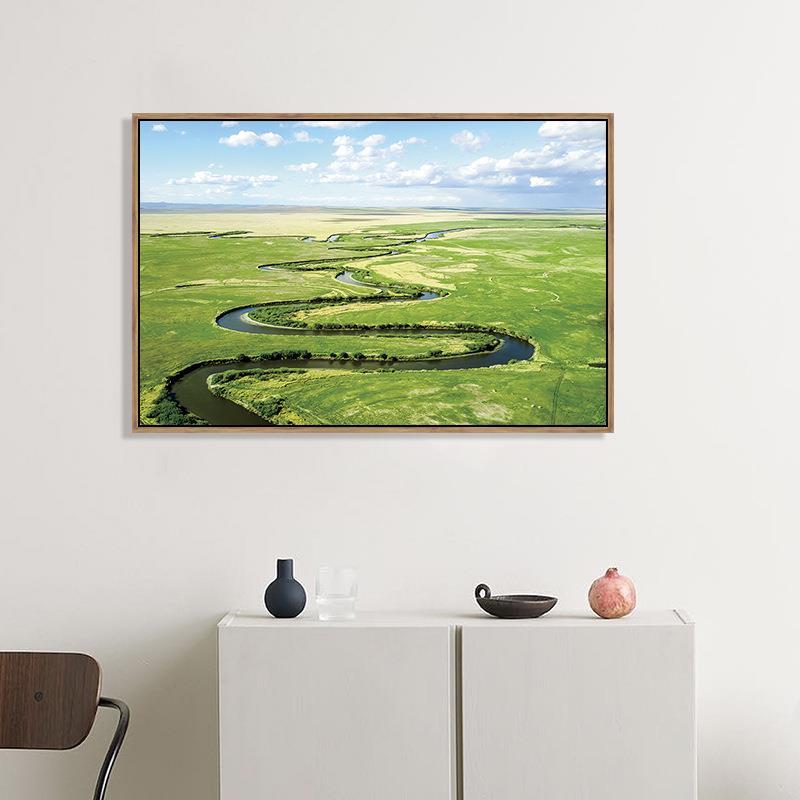 大草原风景画壁画蓝天白云客厅挂画餐厅榻榻米卧室小清新装饰画横