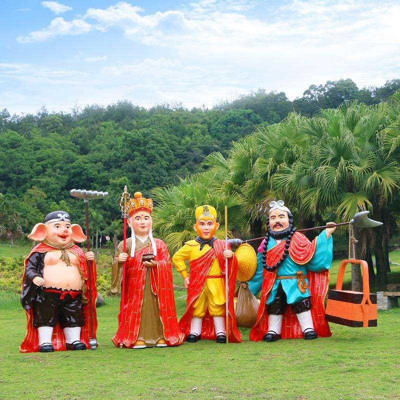 西游记孙悟空猪八戒空脸大型玻璃钢雕塑景区园林户外打卡拍照装饰
