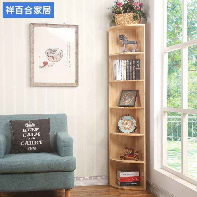 纯实木转角柜松木书架墙角柜花架拐角柜摆架三角柜饰品架墙角鞋柜