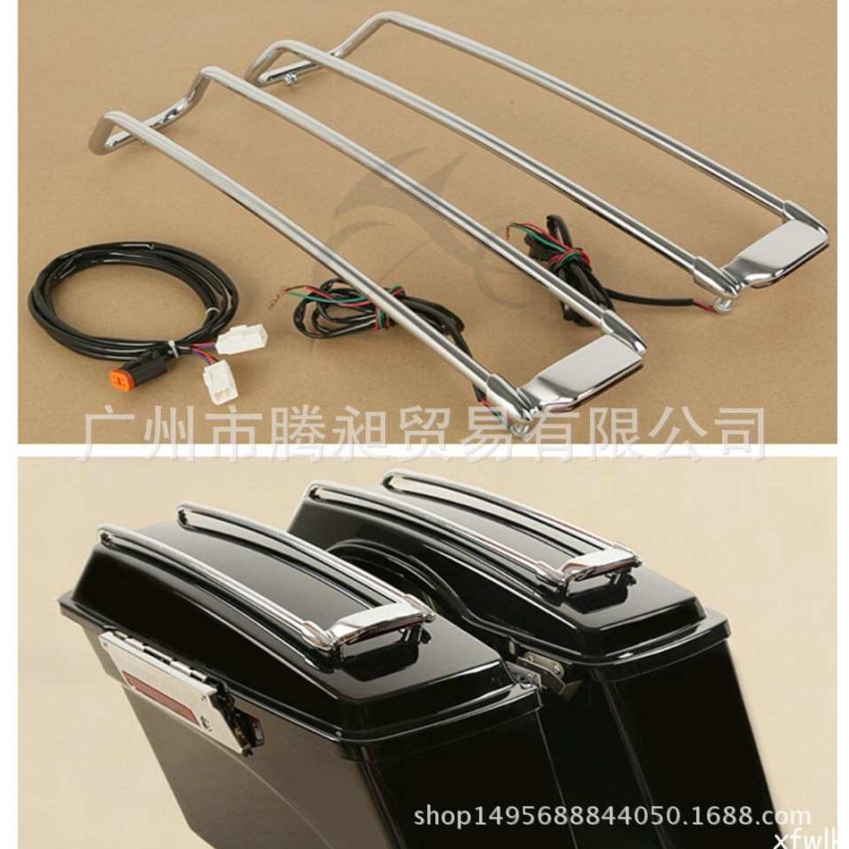 哈雷路王 滑翔系列 后边箱护杠加装LED灯 边箱支架刹车灯