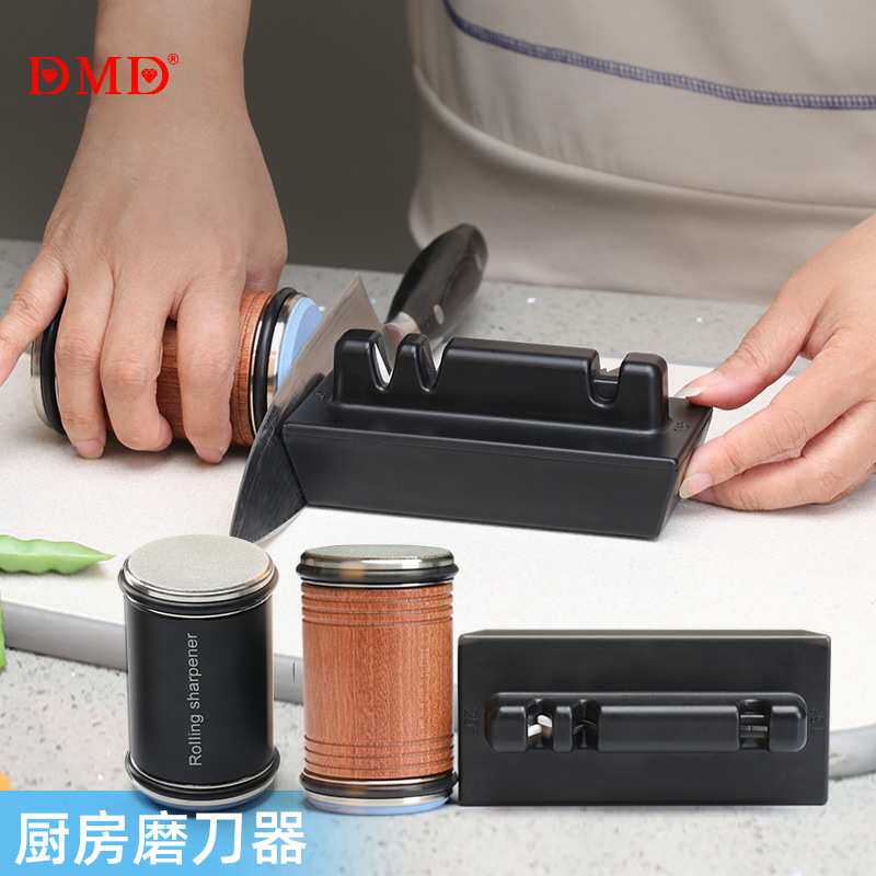 金刚石陶瓷磨刀器厨房刀剪刀用铝合金滚轮磨刀石套装定角磨刀器