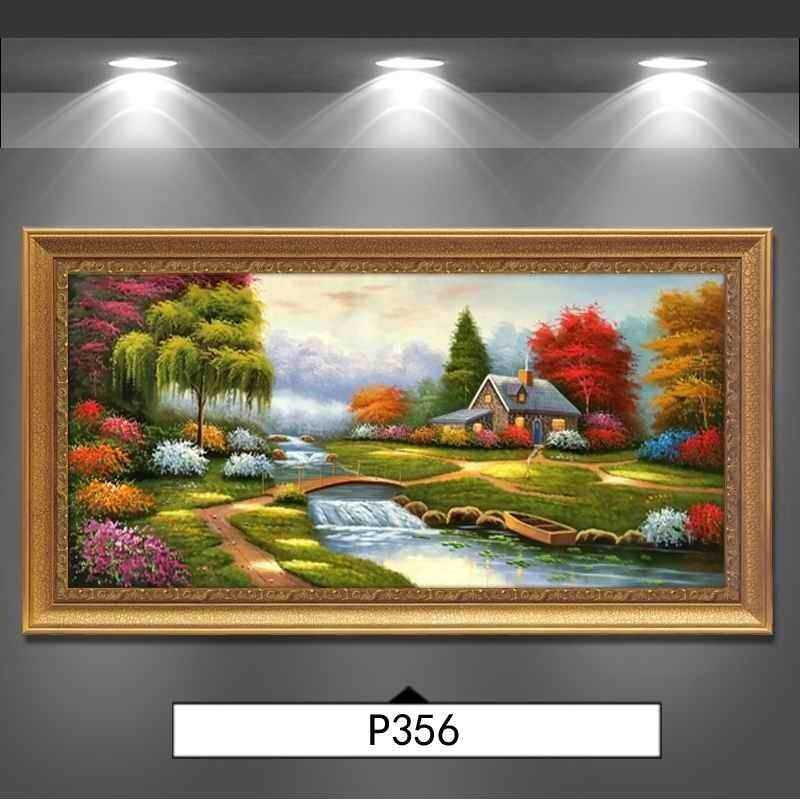 欧式客厅油画美式风景壁画简欧别墅卧室巨幅装饰画沙发背景墙挂画