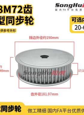 EBL61-S8M400-72-A-N-d20至50孔S8M72齿同步轮槽宽44 S8M同步带轮