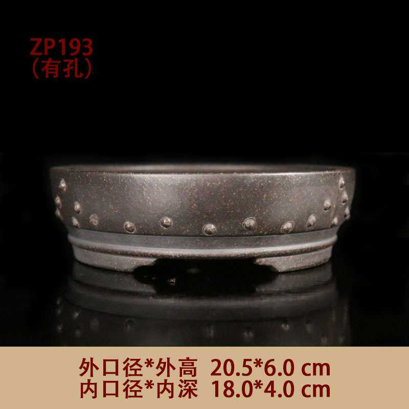 紫砂花盆手工原矿清水泥古铜泥鼓钉盆景多肉绿植盆