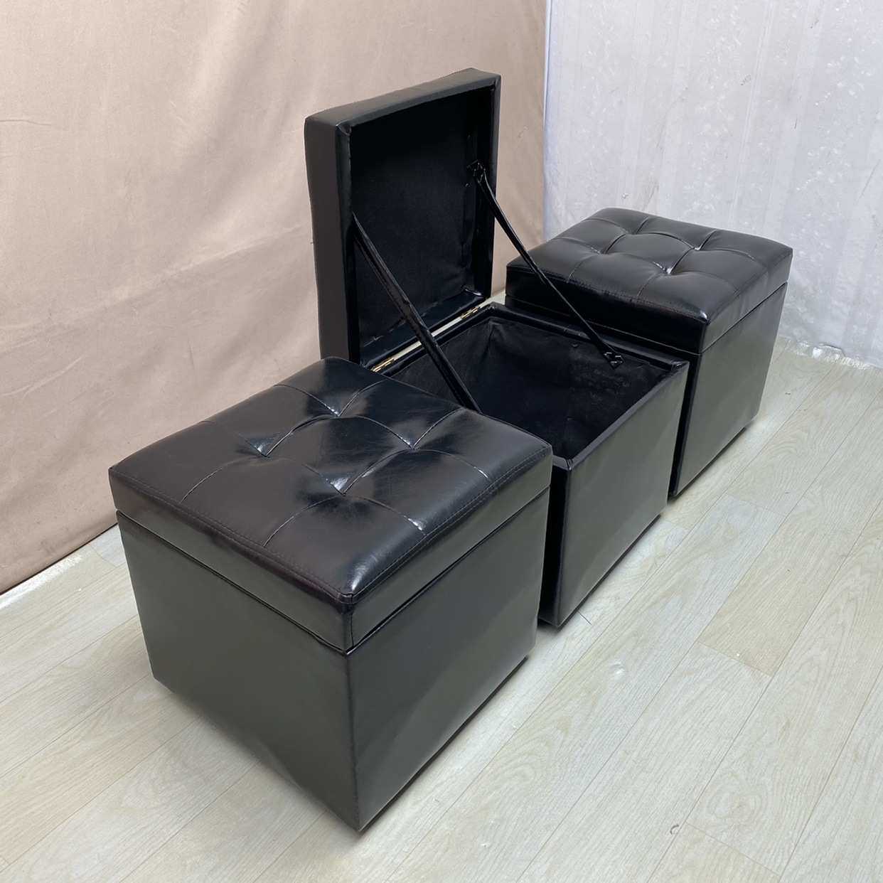 新款KTV油蜡皮储物凳换鞋凳方凳单人化妆沙发凳矮凳脚凳实木收J&