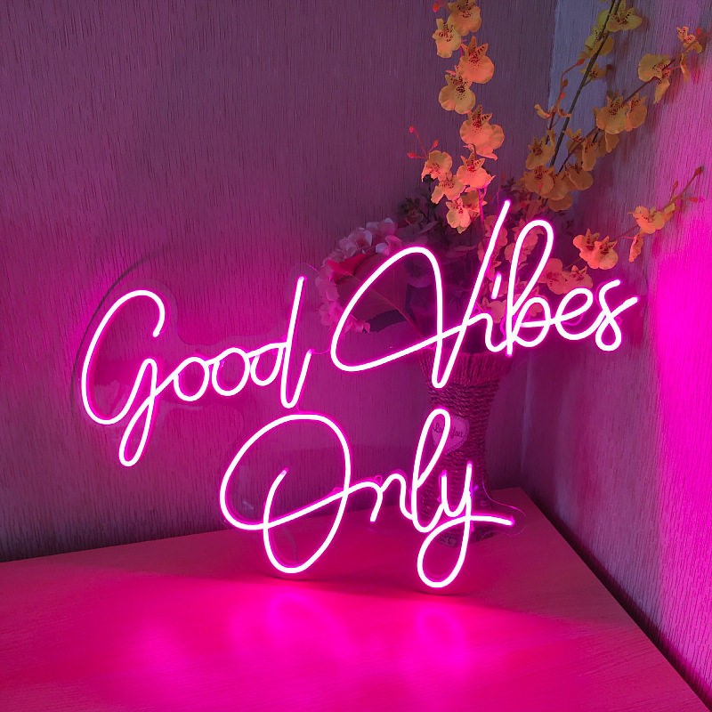 亚马逊Temu爆款霓虹灯Good vibes only英文字母装饰室内灯跨境