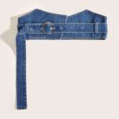 Shein跨境爆款 不规则牛仔布束腰腰封波西米亚朋克腰封 欧美时尚