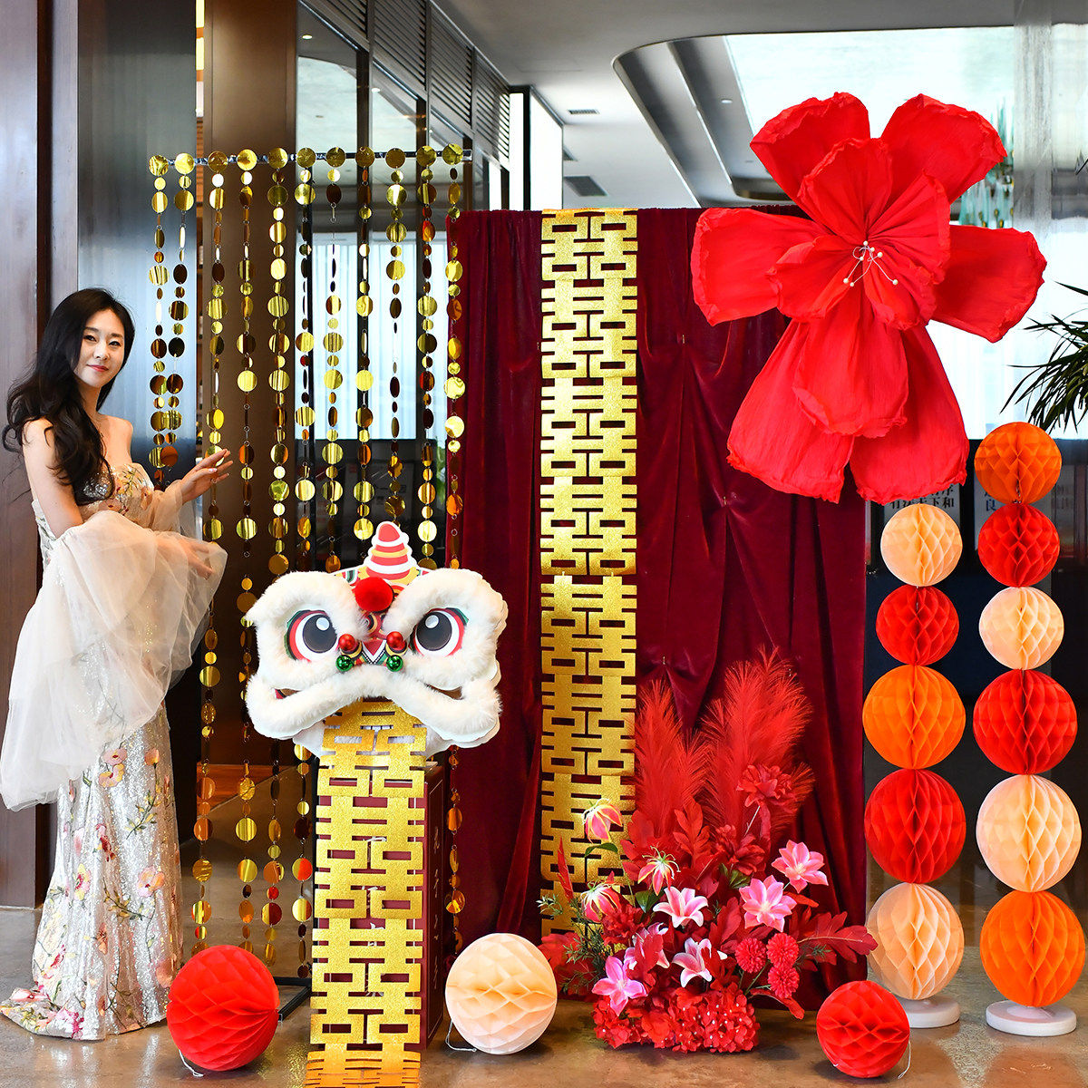 醒狮婚房布置铁艺新房结婚结婚用品幔客厅装饰婚庆布卧室新疆包邮