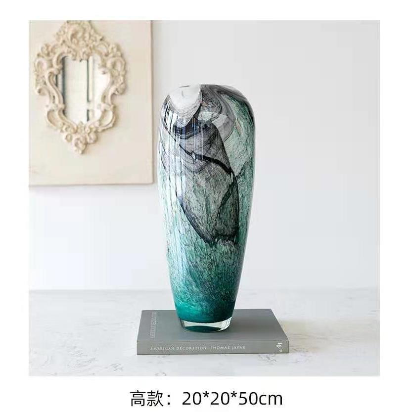现代时尚玻璃花瓶摆件时尚软装家居客厅餐桌插花器饰品