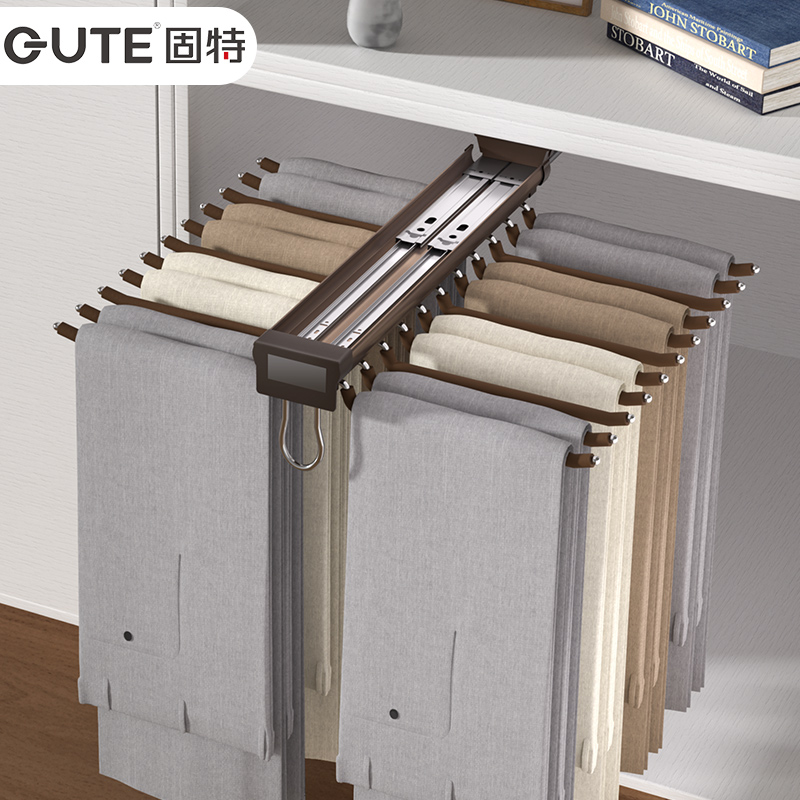 固特侧装顶装衣柜裤架伸缩多功能