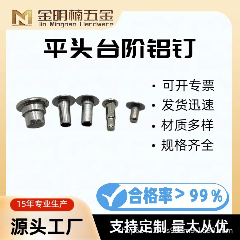 定制平头台阶铁铆钉圆头实心钉铝钉铁镀锌镀镍平锥头钉平头铆钉