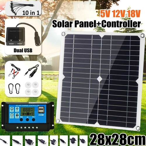 跨境25W100W5V18v太阳能板单晶双USB稳压器充电板汽车船手机户外