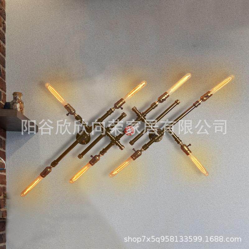 领坚美式复古工业壁灯过道餐厅阳台酒吧创意个性铁艺灯具水管壁灯