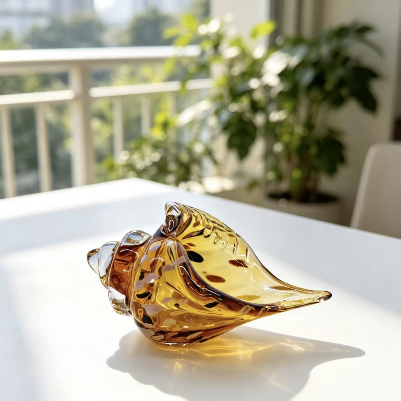 轻奢家居软装饰品玻璃海螺收纳海洋动物桌面玻璃雕塑亚马逊热销