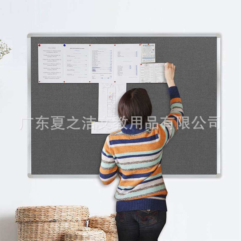 壁挂式铝框布艺留言板涤纶面料照片墙学校走廊信息告示板源头工厂
