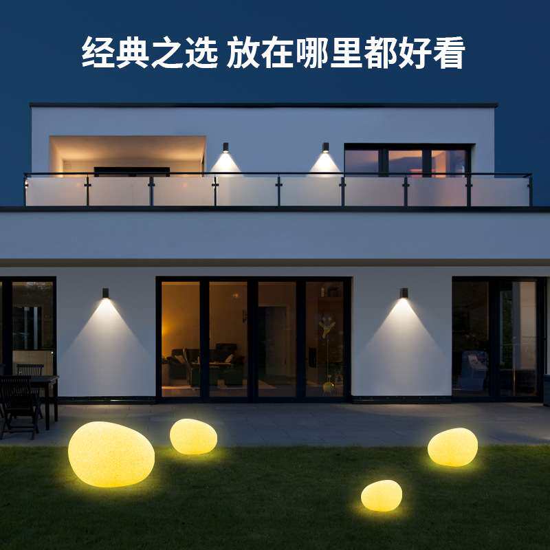 太阳能发光仿真石头灯户外防水庭院草坪地插灯景观鹅卵石灯造景灯