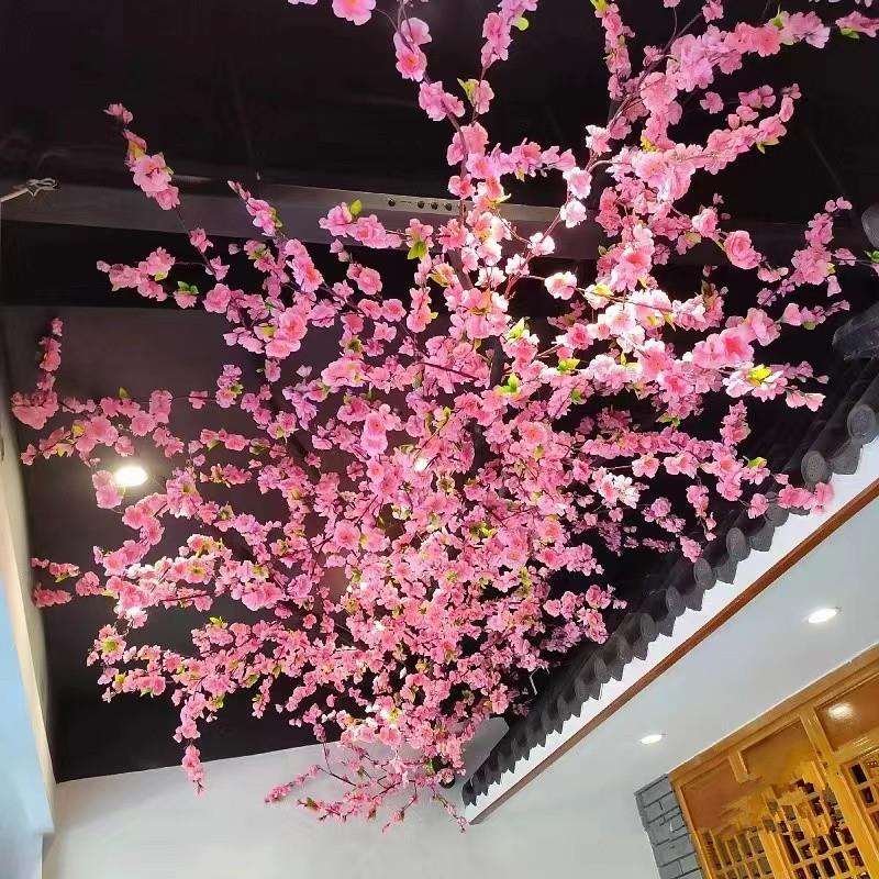 尚韵吊顶假花奶茶装饰仿真桃花饭店新中式遮挡仿真花
