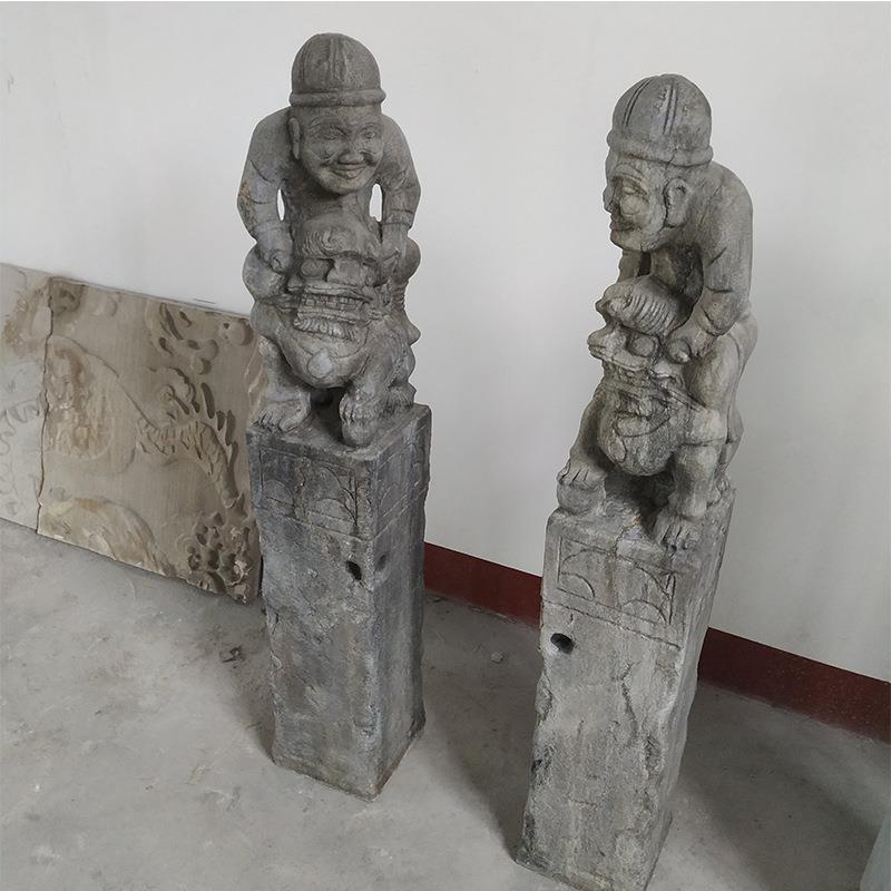 青石仿古做旧石雕拴马桩 庭院装饰石雕拴马桩