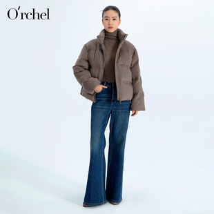 Orchel/欧榭丽冬老钱高知羊毛绒羽绒服女短款保暖白鹅绒外套
