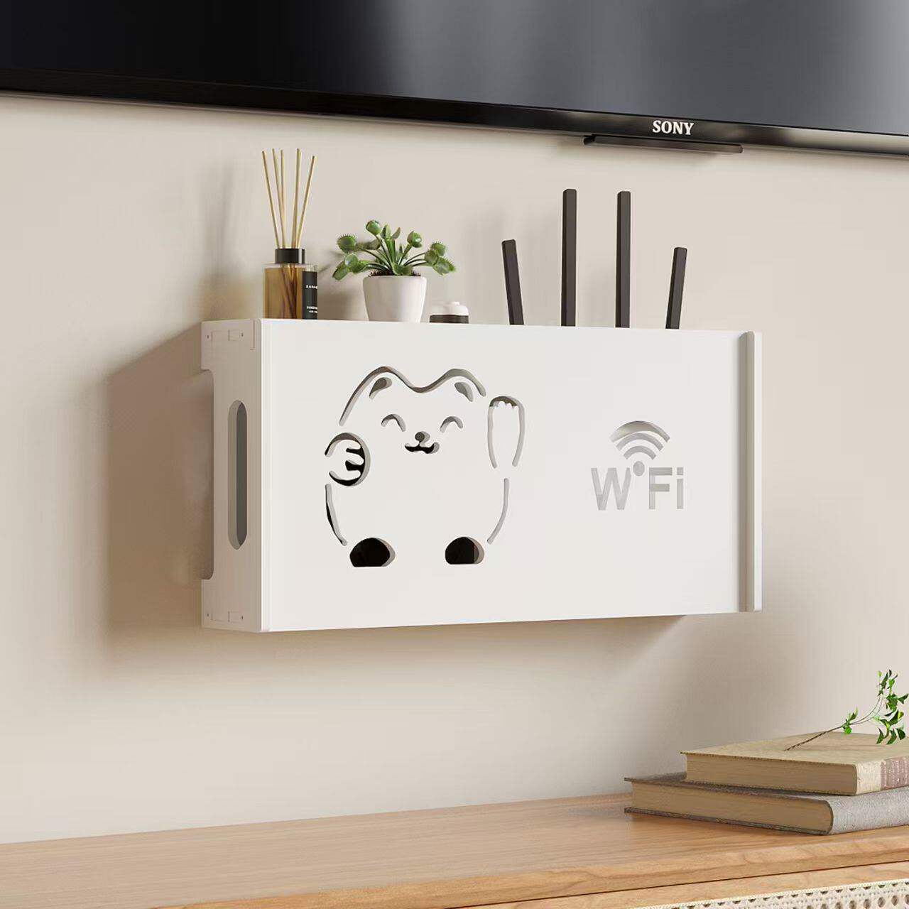 wifi置物架收纳免打孔路由器置物架机顶盒挂墙收纳多功能隐形收纳