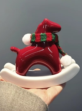 红色陶瓷小马摆件马到成功摇摇马新年氛围布置装饰马年吉祥物礼物