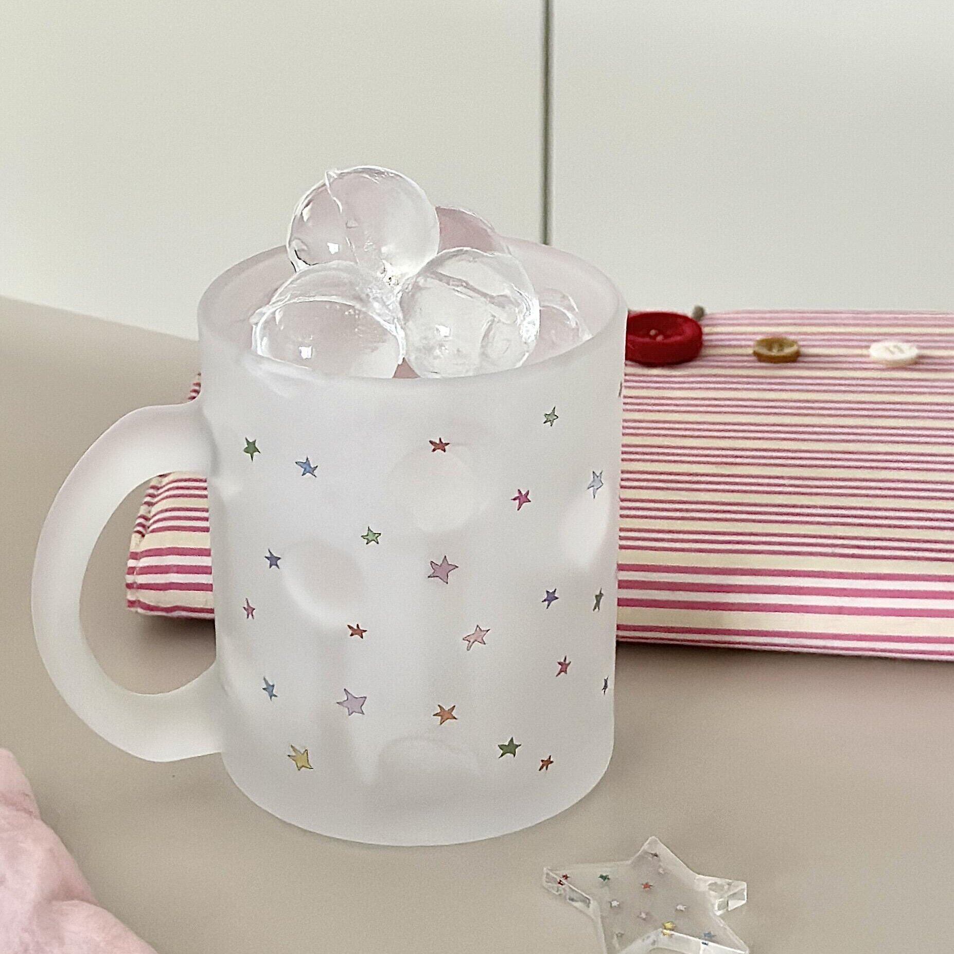 星星马克杯女生高颜值带把手玻璃杯大容量牛奶咖啡杯家用喝水杯子
