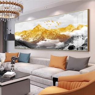 客厅装饰画沙发背景墙挂画现代简约山水画背景图轻奢高档装饰画