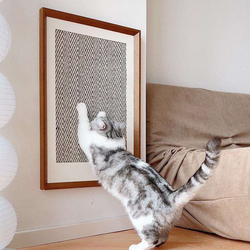 标沄装饰画剑麻猫抓板立式墙贴耐磨不掉屑藤编挂画猫爪板特大号剑