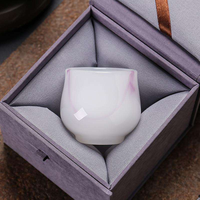 琉璃大号主人杯玉瓷茶杯个人专用茶具飘紫功夫品茗杯单杯玻璃