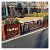 户外花箱圆角商业街外摆围栏隔断室外不锈钢花槽绿化铁艺花坛组合