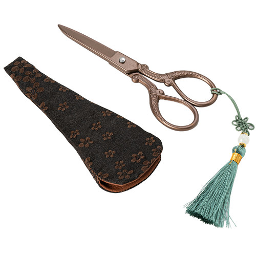 复古小剪刀茶包剪刀布套袋家用包装手工剪线头茶剪茶艺茶道零配件