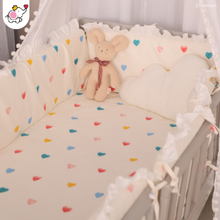 婴儿床围纯棉防撞婴儿床床品套件四季 全棉儿童拼接床床围纯棉宝宝