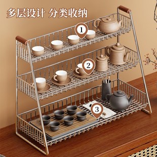 博古架杯架台面多层茶具展示架茶桌收纳架杯子沥水架茶室放茶杯架