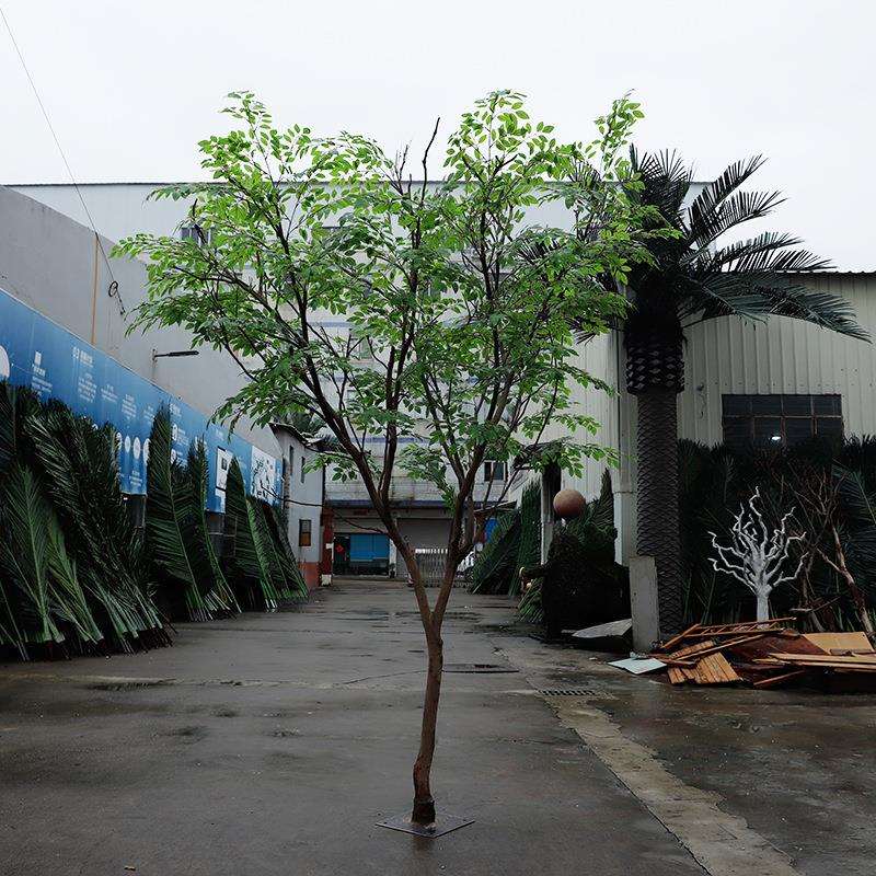 仿真槐树假榆树室内外庭院真木杆装饰新款假树塑胶叶园林景观造景