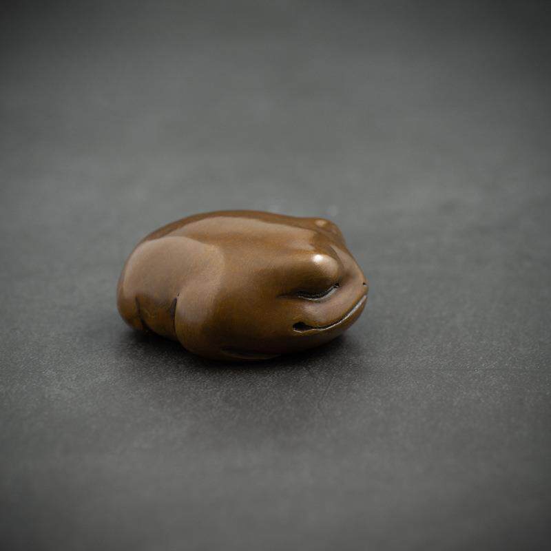 金蟾手把件男士随身把玩青铜工艺品解压斑铜蟾蜍茶宠车载饰品