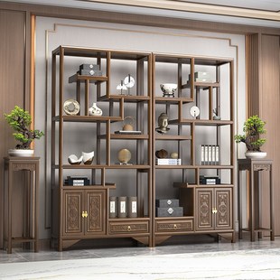 实木博古架新中式多宝格隔断办公室展示置物架茶室茶叶茶具收纳架