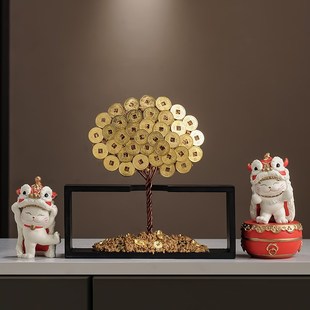 八方来财摇钱金钱发财树摆件开业店铺前台办公室装饰品乔迁礼品